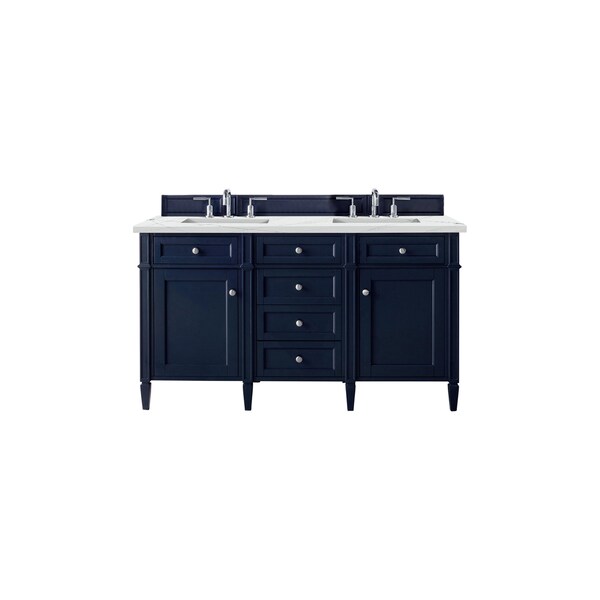 James Martin Vanities Brittany 60in Double Vanity, Victory Blue w/ 3 CM Ethereal Noctis Quartz Top 650-V60D-VBL-3ENC - main